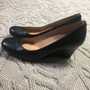 Women’s Black Leather Wedge Dress Shoes